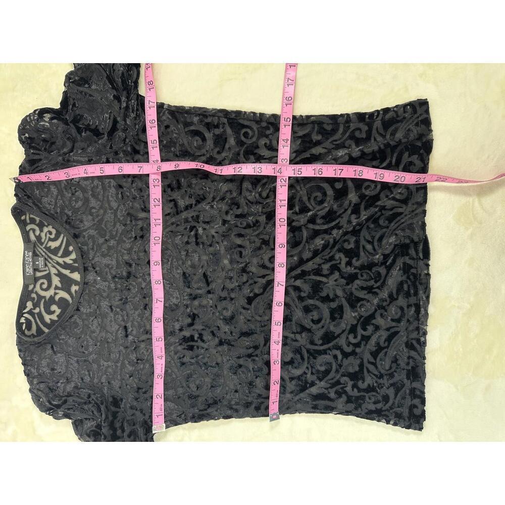 VTG Karen Kane Velvet Burnout Top Sz S Petite Gothic Black Romantic Whimsigoth - Picture 4 of 5
